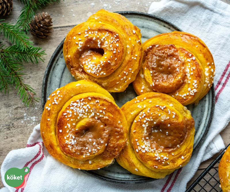 Lussebullar med salt kolafyllning